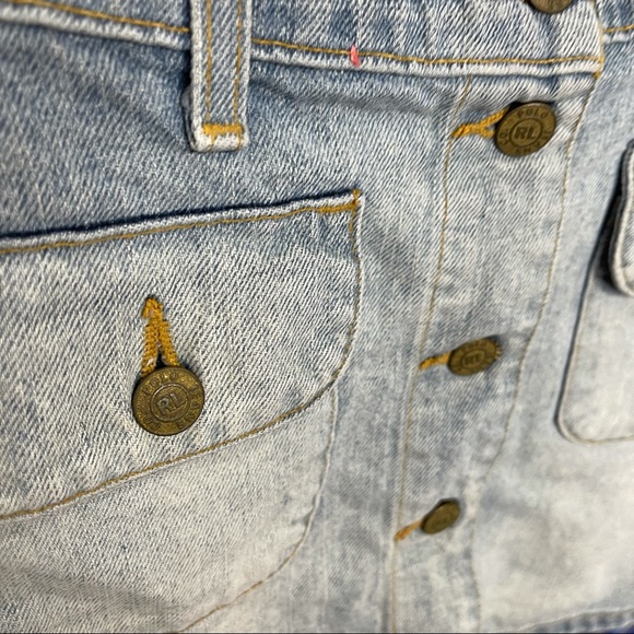 Polo RALPH LAUREN Womens Vintage Lightwash Denim Jean Skirt Size 8 Button Down - Picture 3 of 5